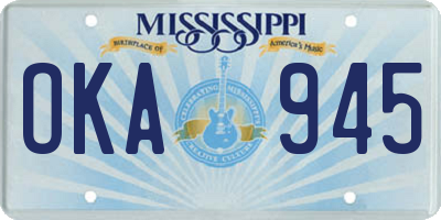 MS license plate OKA945