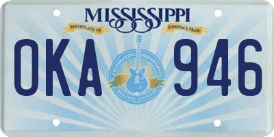 MS license plate OKA946