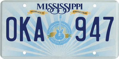 MS license plate OKA947