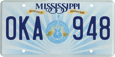 MS license plate OKA948