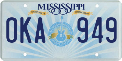 MS license plate OKA949