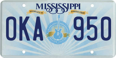 MS license plate OKA950
