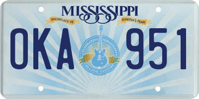 MS license plate OKA951