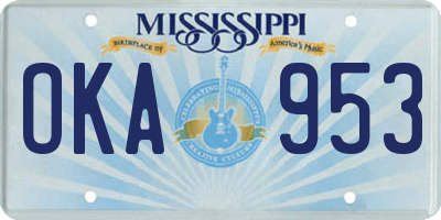 MS license plate OKA953