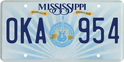MS license plate OKA954