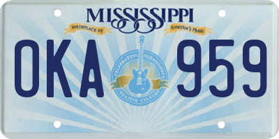 MS license plate OKA959