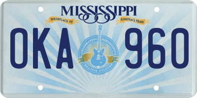 MS license plate OKA960