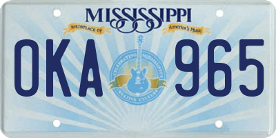 MS license plate OKA965