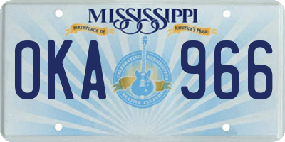 MS license plate OKA966