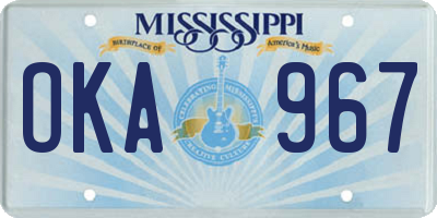 MS license plate OKA967
