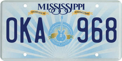 MS license plate OKA968