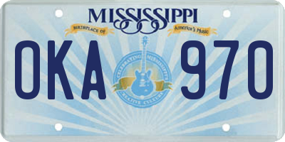 MS license plate OKA970