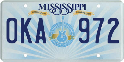 MS license plate OKA972