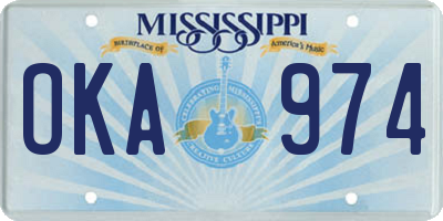 MS license plate OKA974
