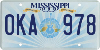 MS license plate OKA978