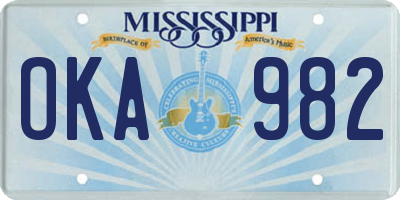 MS license plate OKA982