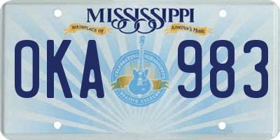 MS license plate OKA983