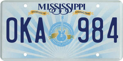 MS license plate OKA984