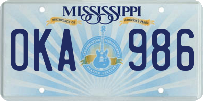 MS license plate OKA986