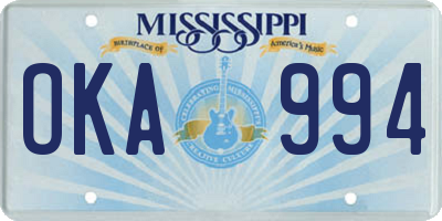 MS license plate OKA994