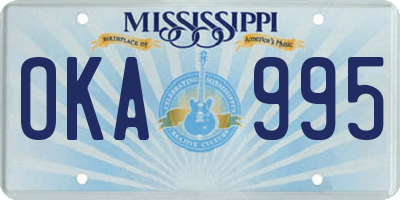 MS license plate OKA995