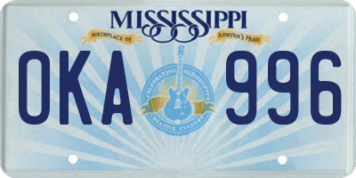 MS license plate OKA996