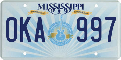 MS license plate OKA997