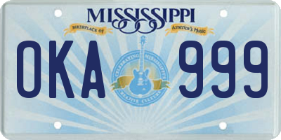 MS license plate OKA999