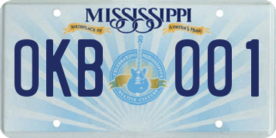 MS license plate OKB001