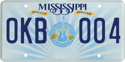 MS license plate OKB004