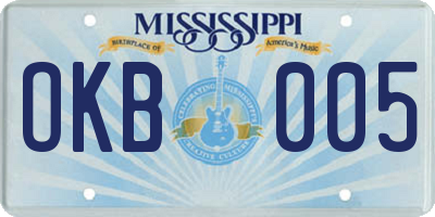 MS license plate OKB005