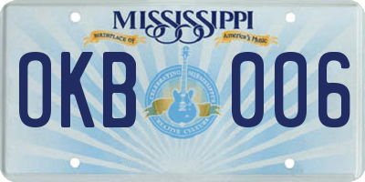 MS license plate OKB006