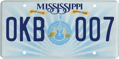 MS license plate OKB007