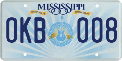 MS license plate OKB008