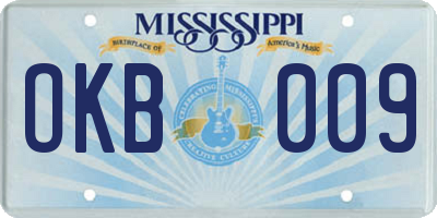 MS license plate OKB009