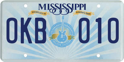 MS license plate OKB010