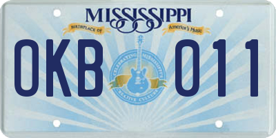 MS license plate OKB011