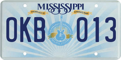 MS license plate OKB013
