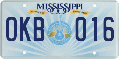 MS license plate OKB016