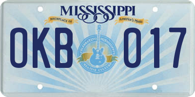 MS license plate OKB017