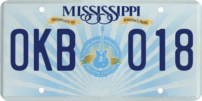MS license plate OKB018