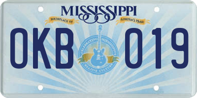 MS license plate OKB019