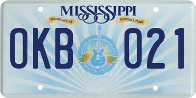 MS license plate OKB021