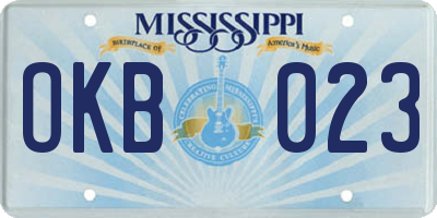 MS license plate OKB023