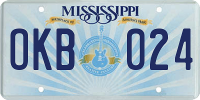 MS license plate OKB024