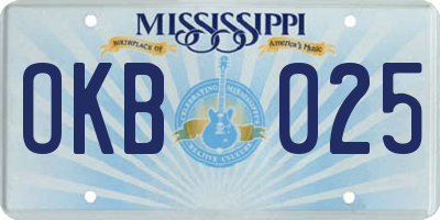MS license plate OKB025