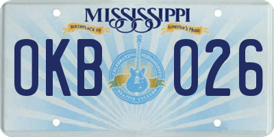 MS license plate OKB026