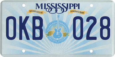 MS license plate OKB028