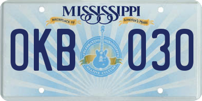 MS license plate OKB030