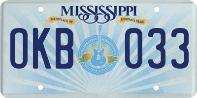 MS license plate OKB033